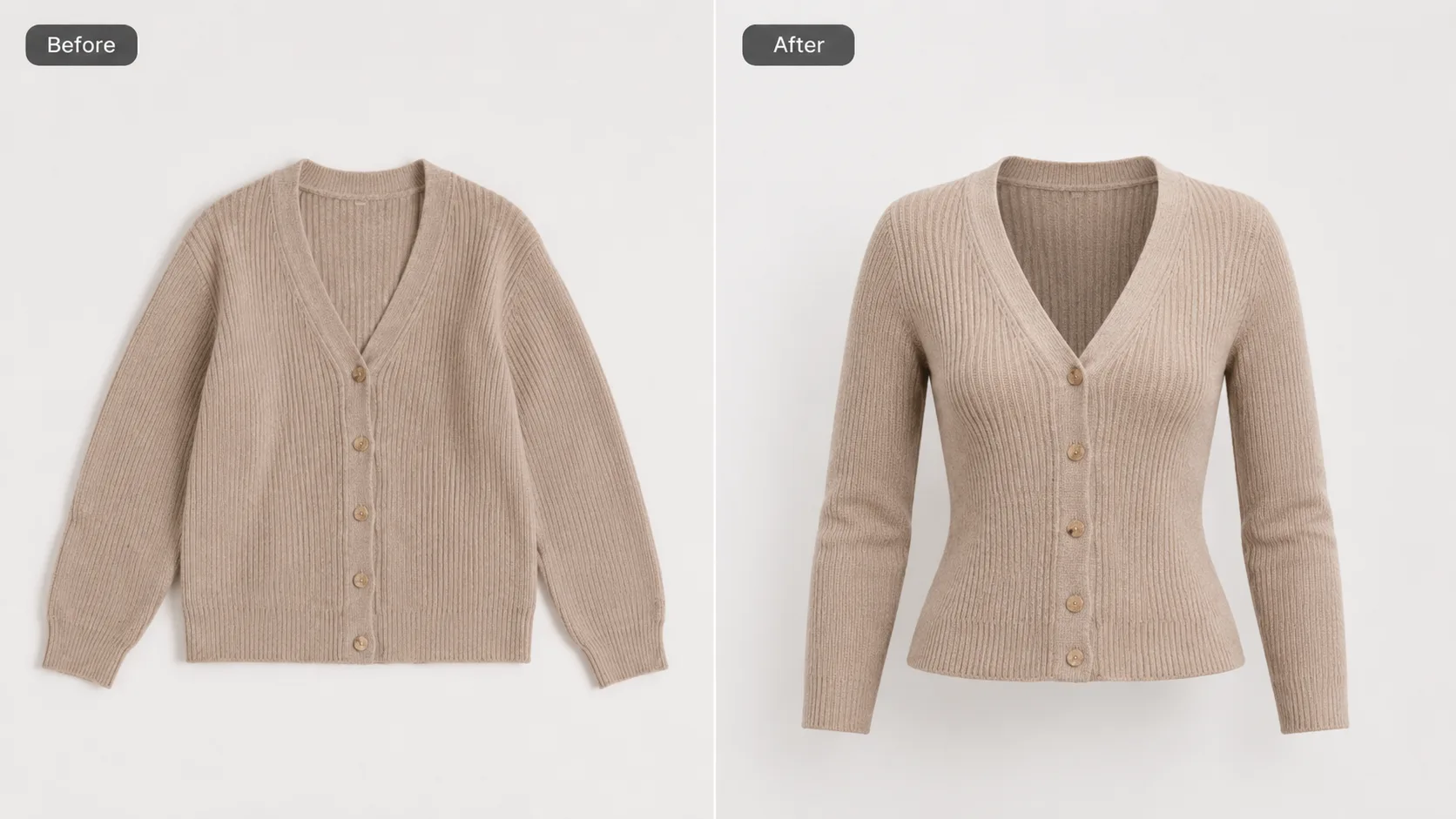 Before / After illustration for How to Build AI Mannequin Product Photos for Ecommerce