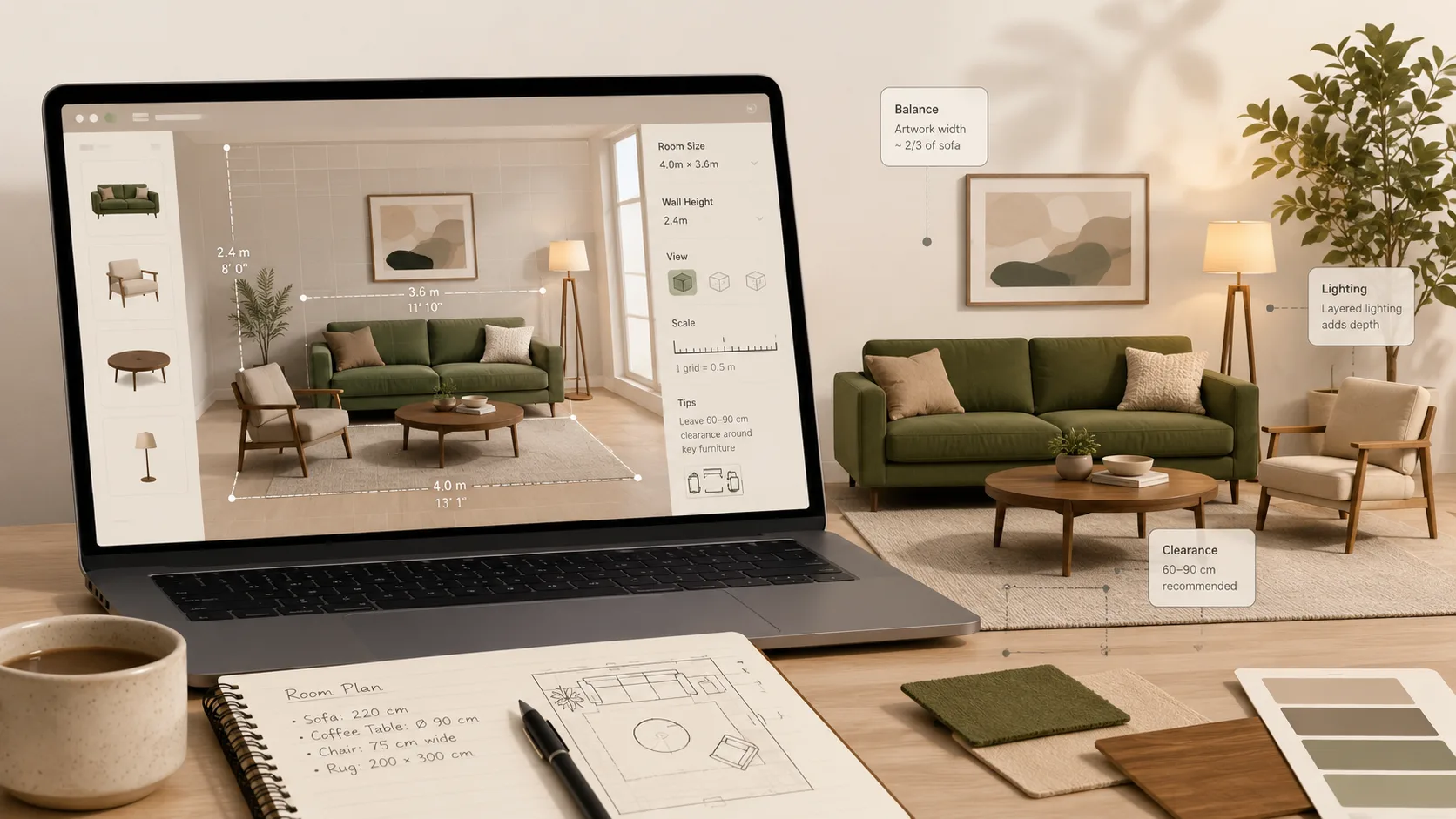Before / After illustration for Furniture Room Scene Images: AI Accuracy Guide for Ecommerce