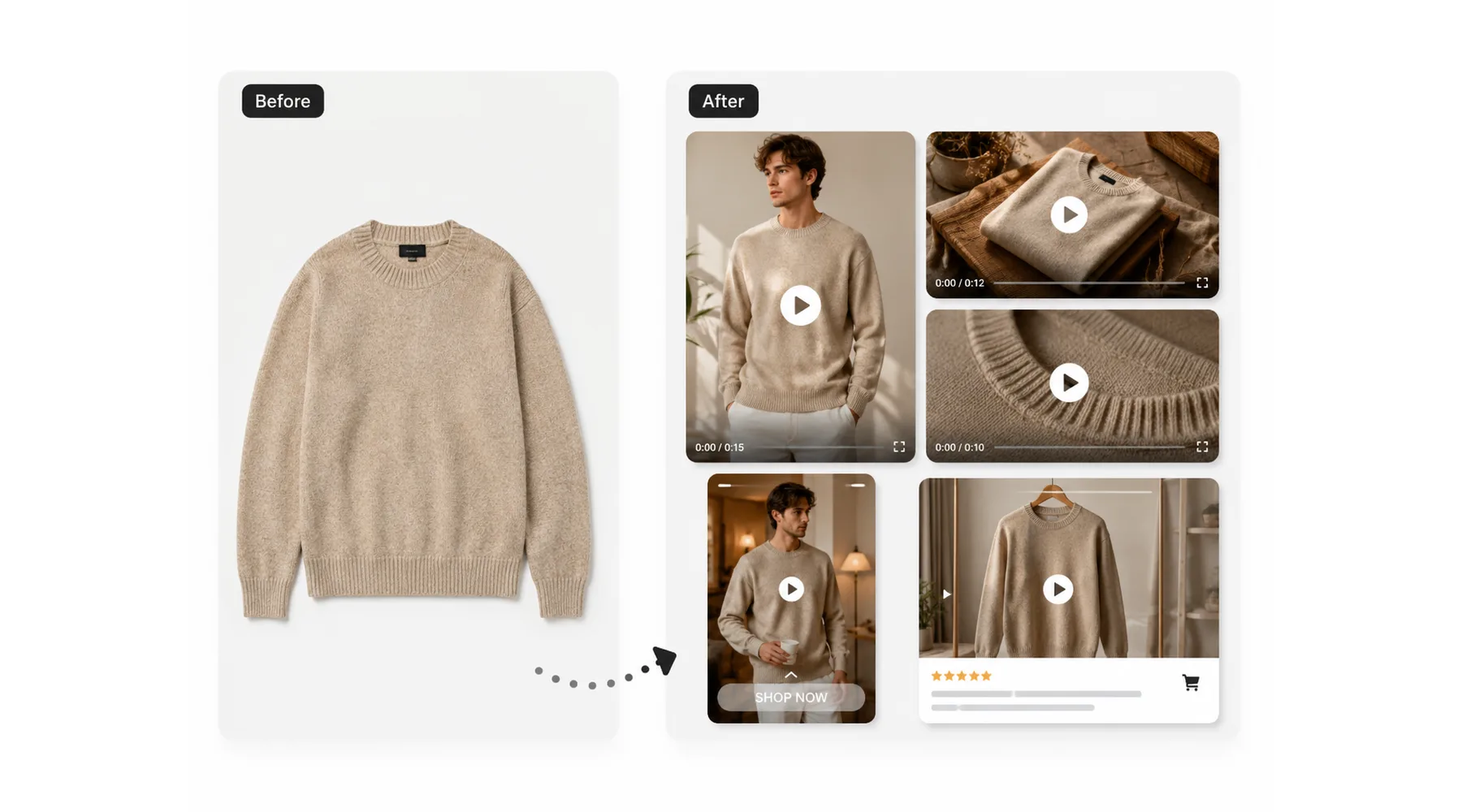 Turn One Clothing Photo into Ecommerce Listing Videos with AI Templates